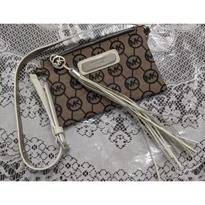 Michael Kors Brown and Cream Wristlet